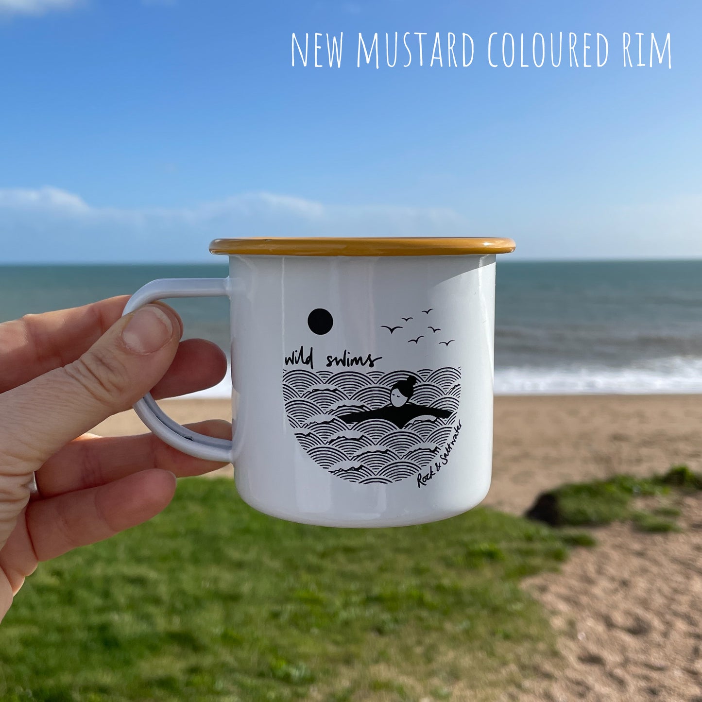 Wild swimming enamel mugs