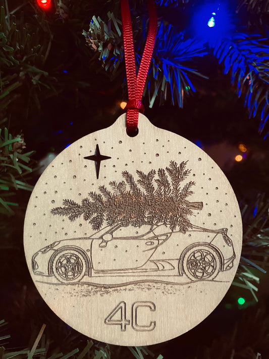 Alfa Romeo 4C laser etched Christmas bauble