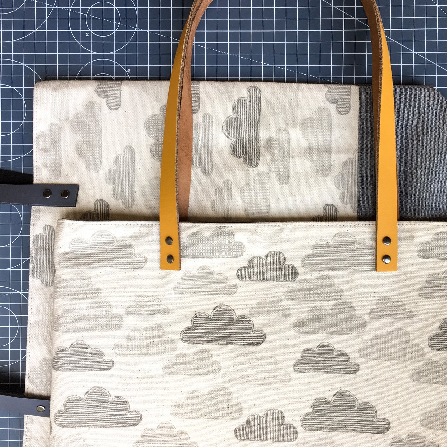 'Porthmeor' bag – grey clouds print